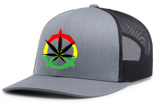 Mens Marley Hat Peace Sign Weed Rasta Flag Embroidered Trucker Hat