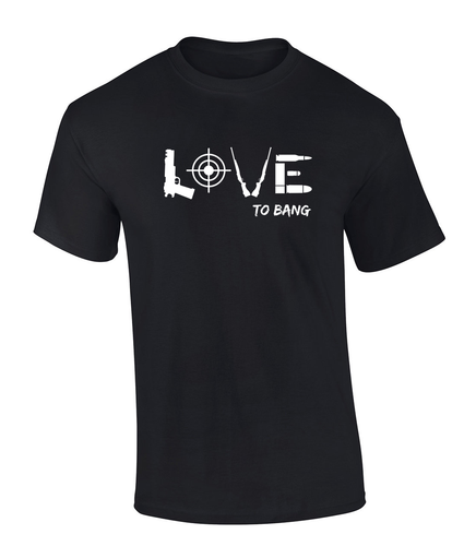Love To Bang Gun Aim Firearm Precision Shooting and Target Practice Short Sleeve Adult Graphic T-Shirt