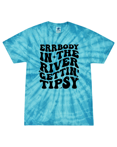 Errrybody In The River Gettin' Tipsy Womens Funny Groovy Chill Tie-Dye Ladies Short Sleeve T-Shirt