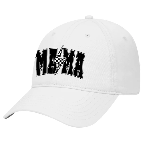 Womens Mother's Day Cute Checkered Mama With Lightning Bolt Embroirdered Otto Baseball Cap