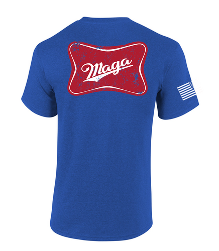 Mens Patriot Pride Funny Political MAGA Trump Distressed Red Label Short Sleeve T-Shirt