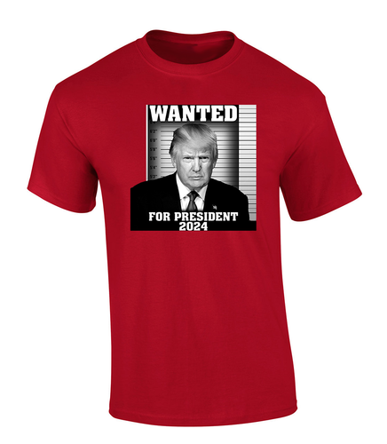 Trenz Shirt Company Political WANTED For President Trump 2024 Short Sleeve Mens Graphic T-Shirt Trenz Shirt Company Political WANTED For President Trump 2024 Short Sleeve Mens Graphic T-Shirt