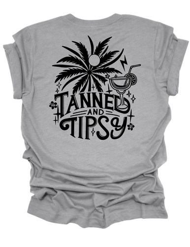 Trenz Shirt Company Womens Cute Black Print Tanned & Tipsy Short Sleeve T-Shirt