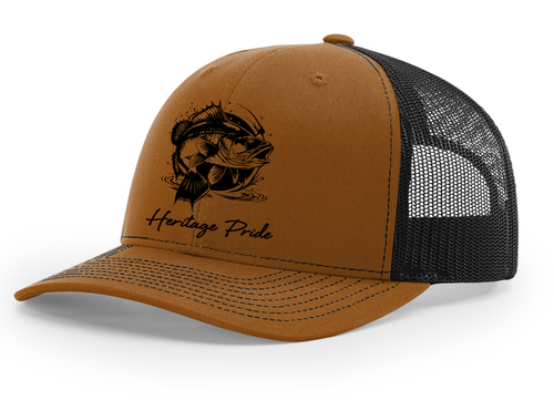 Heritage Pride Mens Splashing Bass Fish Embroidered Mesh Back Trucker Hat
