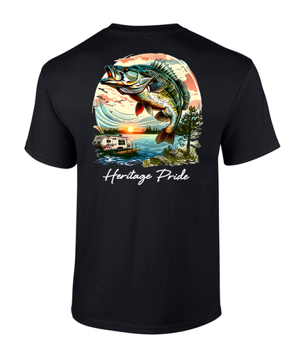 Heritage Pride Mens Bass Fishing & Lake Camping Short Sleeve T-Shirt
