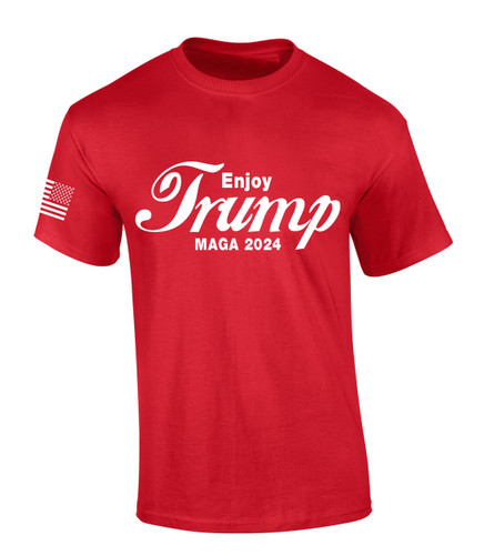 Trenz Shirt Company Enjoy Trump Maga 2024 Short Sleeve Flag Mens Graphic T-Shirt Trenz Shirt Company Enjoy Trump Maga 2024 Short Sleeve Flag Mens Graphic T-Shirt