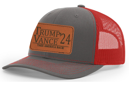 Trenz Shirt Company Trump Vance 2024 Take America Back Leather Patch Trucker Hat Trenz Shirt Company Trump Vance 2024 Take America Back Leather Patch Trucker Hat