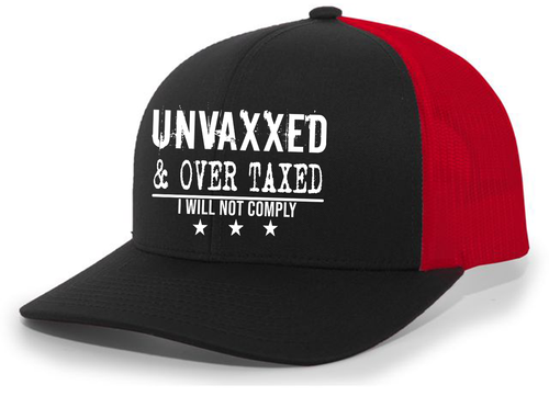 Trenz Shirt Company Mens Unvaxxed & Over Taxed Embroidered Mesh Back Trucker Hat Trenz Shirt Company Mens Unvaxxed & Over Taxed Embroidered Mesh Back Trucker Hat
