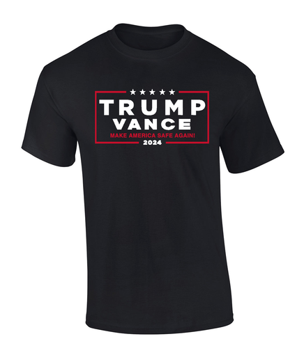 Trenz Shirt Company Mens Make American Safe Again Trump Vance Short Sleeve T-Shirt Trenz Shirt Company Mens Make American Safe Again Trump Vance Short Sleeve T-Shirt