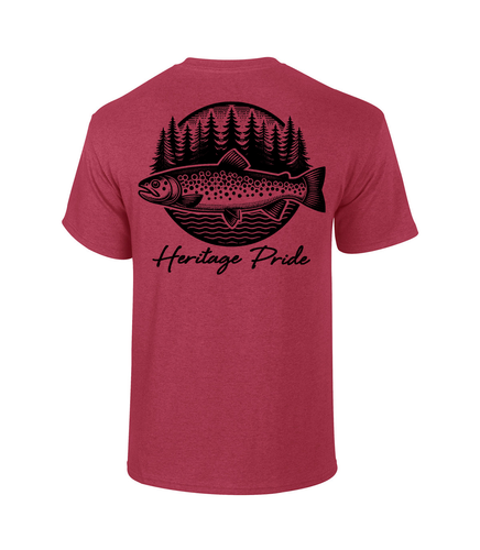 Heritage Pride Circle Trout Fishing Outdoors Short Sleeve T-shirt