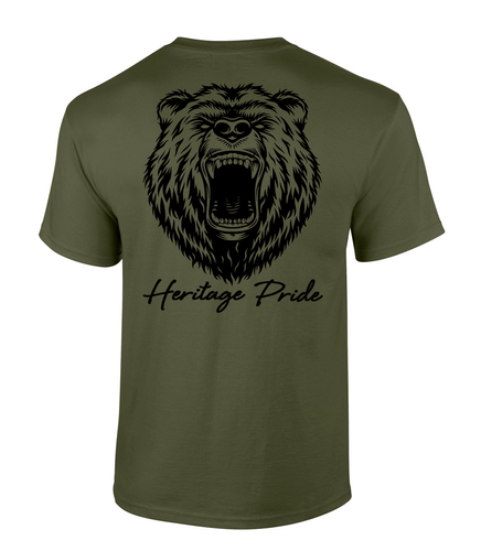 Heritage Pride Wild Grizzly Bear Outdoors Hunting Short Sleeve T-shirt
