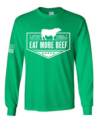 Mens Support Your Local Farmers Eat More Beef Farm to Table Long Sleeve T-shirt Graphic Tee
