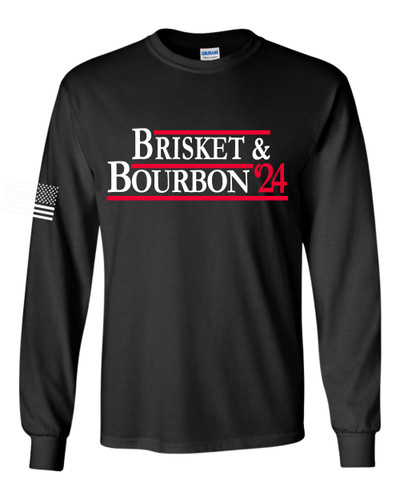 Mens Funny Tshirt Brisket & Bourbon 2024 Long Sleeve T-shirt Mens Funny Tshirt Brisket & Bourbon 2024 Long Sleeve T-shirt