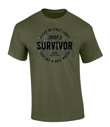 Trenz Shirt Company Mens Funny 1900's Survivor Circle Short Sleeve T-Shirt
