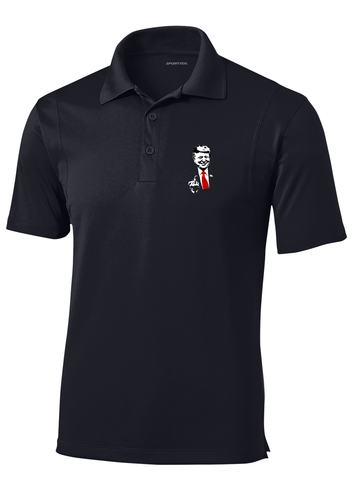 Trenz Shirt Company Mens Trump 2024 Middle Finger Embroidered Golf Polo