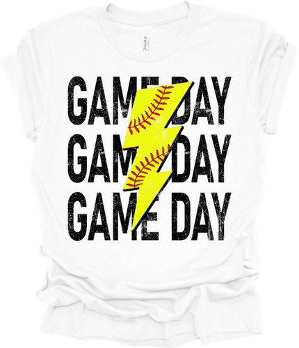Trenz Shirt Company Lightning Softball Stacked Game Day Womens Short Sleeve T-shirt Trenz Shirt Company Lightning Softball Stacked Game Day Womens Short Sleeve T-shirt