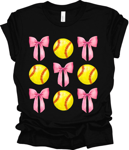 Trenz Shirt Company Coquette Softball and Bows Womens Short Sleeve T-shirt Trenz Shirt Company Coquette Softball and Bows Womens Short Sleeve T-shirt
