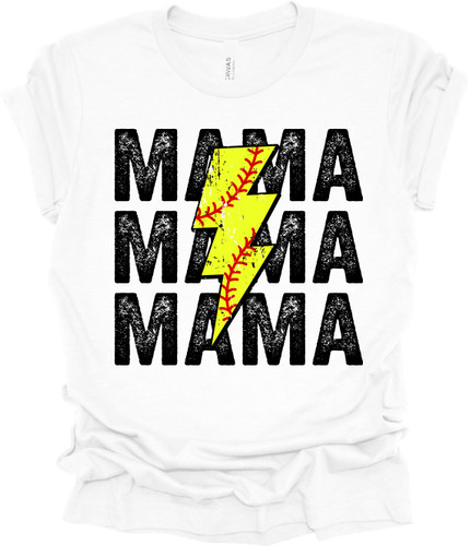 Trenz Shirt Company Lightning Stacked Softball Mama Womens Short Sleeve T-shirt Trenz Shirt Company Lightning Stacked Softball Mama Womens Short Sleeve T-shirt