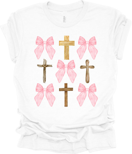Trenz Shirt Company Coquette Cross and Bows Short Sleeve T-shirt