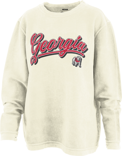Pressbox NCAA Georgia "Harlow" Long-Sleeve Crewneck Oversized Corded Sweatshirt Pressbox NCAA Georgia "Harlow" Long-Sleeve Crewneck Oversized Corded Sweatshirt