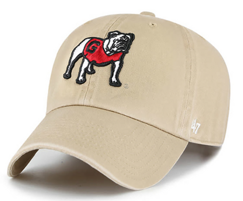47 Brand Georgia Bulldogs Standing Bulldog Khaki Twill Clean Up Buckle Back Hat