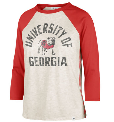 47 Brand Georgia Bulldogs Womens Retro Daze Ava Raglan Tee