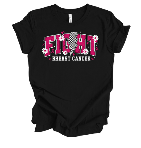 Trenz Shirt Company Women's Floral Fight Breast Cancer Lightning Bolt Short Sleeve T-Shirt Trenz Shirt Company Women's Floral Fight Breast Cancer Lightning Bolt Short Sleeve T-Shirt