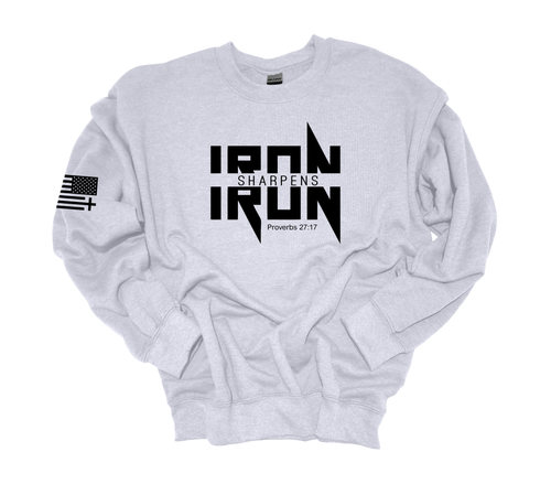 Trenz Shirt Company Iron Sharpens Iron Proverbs 27:17 Heavy Metal Logo Mens Crewneck Sweatshirt Trenz Shirt Company Iron Sharpens Iron Proverbs 27:17 Heavy Metal Logo Mens Crewneck Sweatshirt