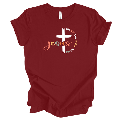 Trenz Shirt Company Christian Tee Colorful Cursive Jesus, The Way, The Truth, The Life Womens Graphic T-Shirt