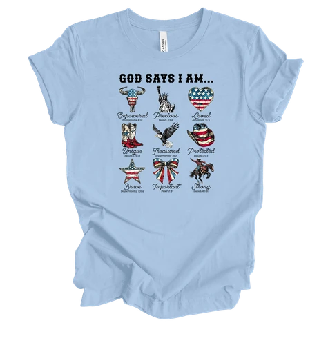 Trenz Shirt Company Womens Christian God Says I Am Empowered, Precious, Loved.. Short Sleeve T-shirt Graphic Tee