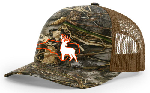It's All About The South North Carolina Flag Filled State Outline With Deer Mesh Back Trucker Hat