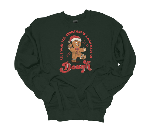 Trenz Shirt Company Womens Funny Christmas A Man Made Of Dough Gingerbread Crewneck Sweatshirt