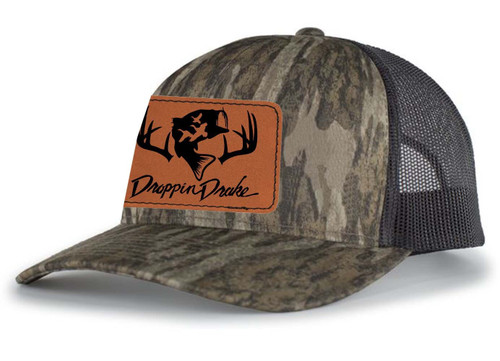 Droppin Drake Hunting Hat Deer Hunting Fishing Duck Hunting Mesh Back Engraved Leather Patch Trucker Hat