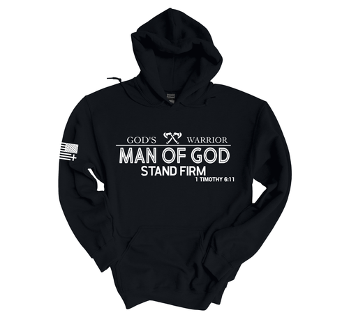 Trenz Shirt Company God's Warrior Man of God Stand Firm Bible Scripture Mens Christian Jesus Cross Hoodie