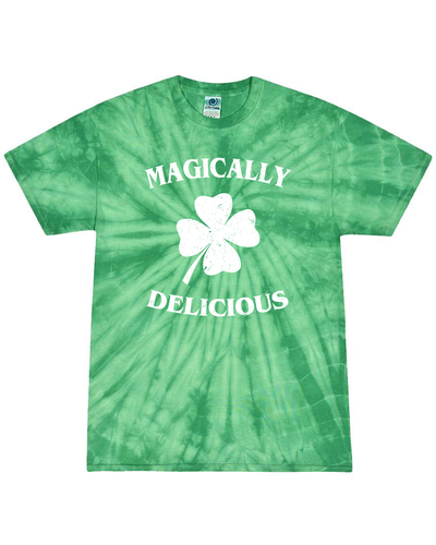 Trenz Shirt Company Funny St Patricks Day Magically Delicious Graphic Holiday Short-Sleeve Tiedye T-Shirt