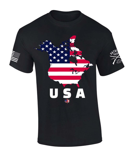 Trenz Shirt Company American Flag Map USA Canada Annex Short Sleeve T-shirt