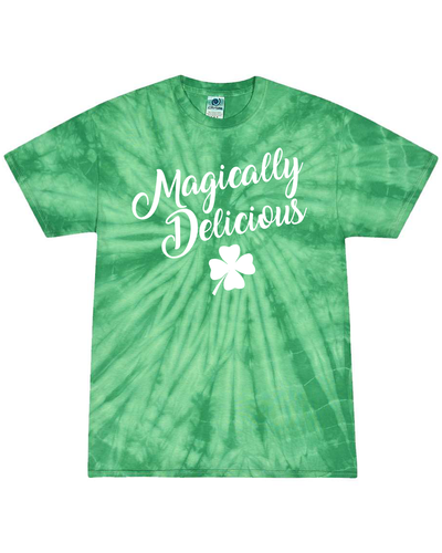 Trenz Shirt Company Funny St Patricks Day Magically Delicious Script  Short-Sleeve Tiedye T-Shirt