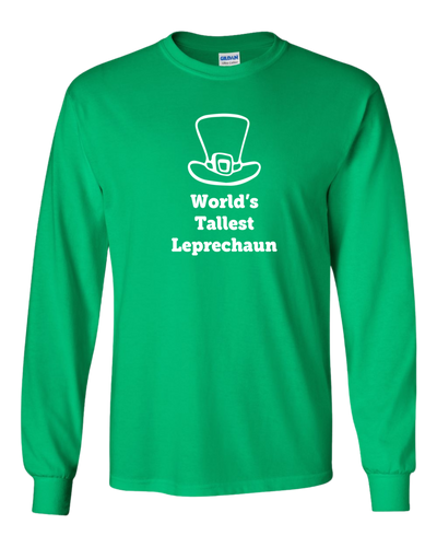 Trenz Shirt Company Funny St. Patrick's Day World's Tallest Leprechaun Adult Long Sleeve T-Shirt
