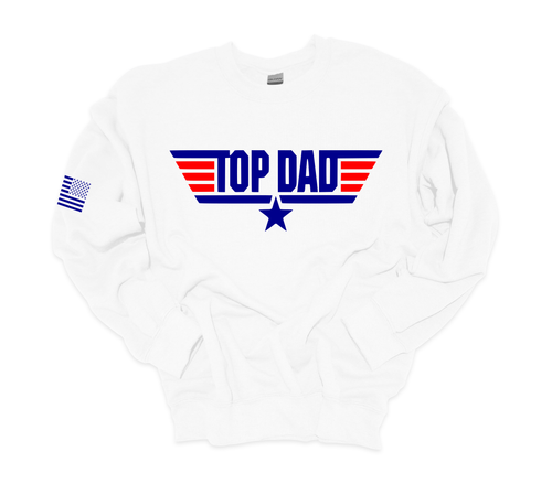 Trenz Shirt Company Top Dad Mens USA Patriotic Long-Sleeve Mens Fathers Day Graphic Crewneck Sweatshirt