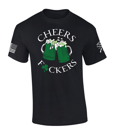 Patriot Pride Men's St. Patrick's Day Cheers F!ckers Lucky Clover Short Sleeve T-Shirt