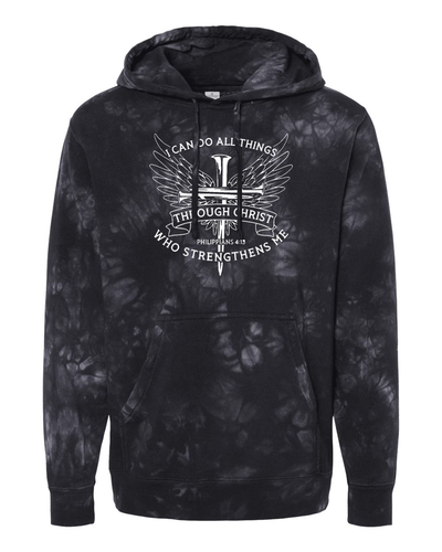 Trenz Shirt Company Christian I Can Do All Things Through Christ Philippians 4:13 Tie-Dye Hoodie