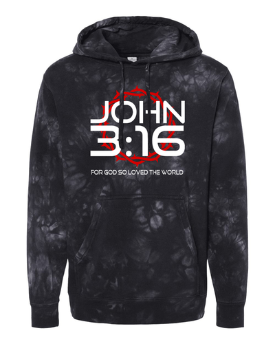 Trenz Shirt Company Mens Christian John 3:16 for God So Loved The World Scripture Tie-Dye Hoodie