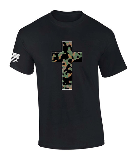 Trenz Shirt Company Mens Christian Tshirt Camo Cross Short Sleeve T-shirt