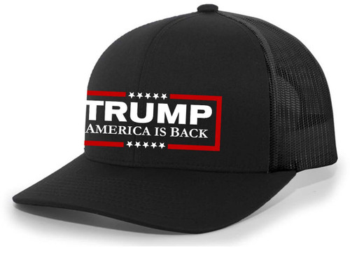 Trenz Shirt Company Mens Trump Hat Trump America Is Back Patriotic Embroidered Trucker Hat
