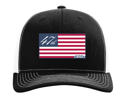 Trenz Shirt Company Mens Trump  47th USA MAGA Flag Mesh Back Trucker Hat