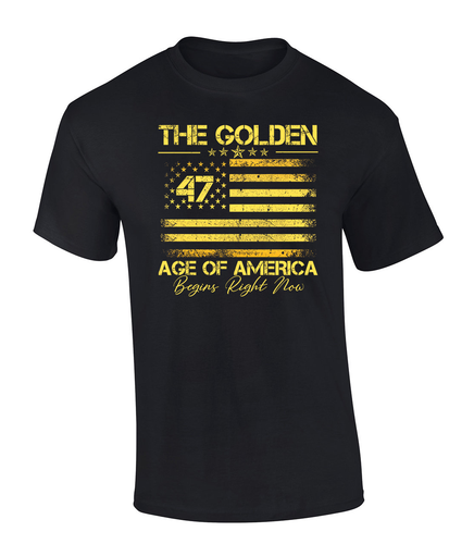 Trenz Shirt Company Mens Golden 47 American Flag The Golden Age Of America Short Sleeve T-Shirt