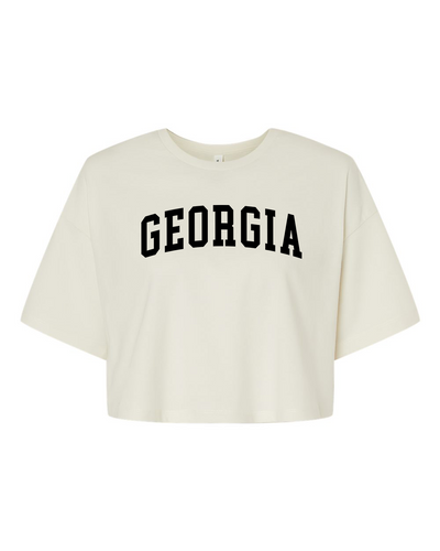 Trenz Shirt Company UGA Womens Georgia Football Varsity Georgia Womens Fit Jersey Crop Tee