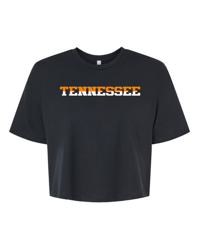 Trenz Shirt Company Womens Tennessee Tshirt TN Two Tone Orange and White Football Sports Fan Jersey Crop Tee