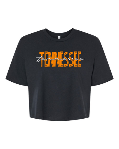 Trenz Shirt Company Womens Tennessee Tee Football TN Orange Script T Team Color Tennessee Game Day Jersey Crop Tee