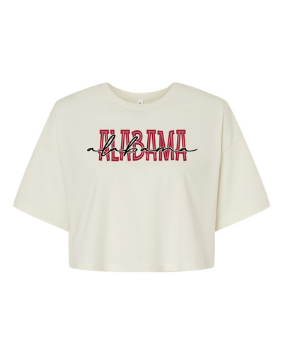 Trenz Shirt Company Womens Alabama Tee Alabama Team Color Crimson Football Team Name Cursive Jersey Crop Tee